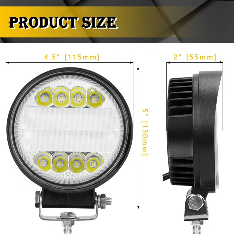 Car 12V - 30V 4.5 Inch 24W Round off Road Vehicle LED Driving Work Light Lamp for Tractor Truck