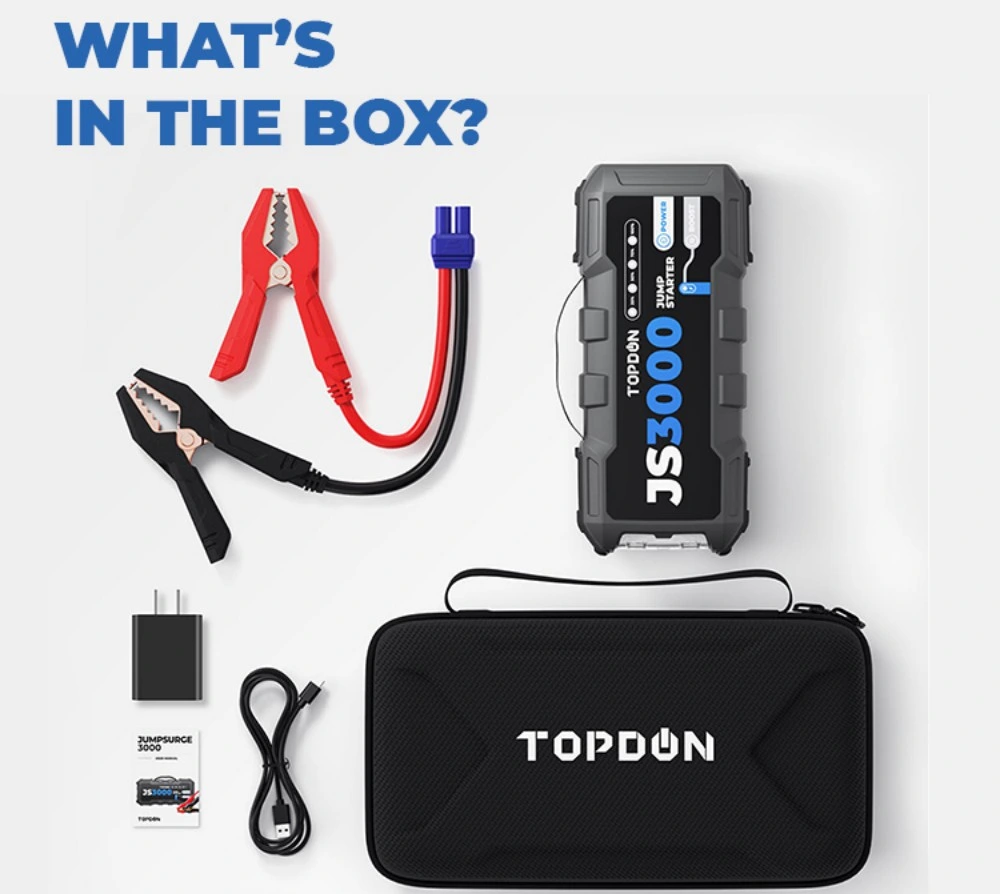 Topdon Js3000 3000A 24000mAh 12V Multi Function Portable Automotive Vehicle Emergency Battery Boost Booster Box Pack Power Bank Super Capacitor Car Jump Starter