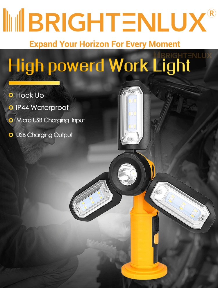 Brightenlux 2022 New Design High Bright Foldable Magnetic USB Rechargeable LED Work Light with Power Bank Function