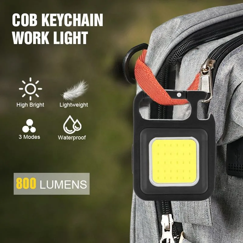500 Lumen Mini Rechargeable Portable Waterproof Pocket COB Keychain Light