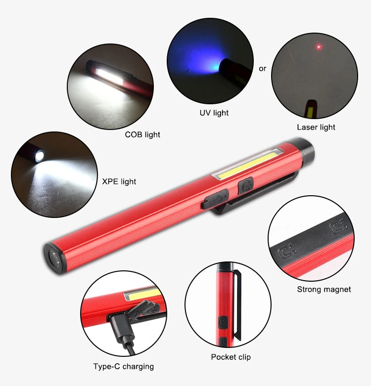 Brightenlux ABS COB Small Flashhlight Pen Lamp, 3AAA Battery LED Locking Bottom LED Hand Held Work Light Torch
