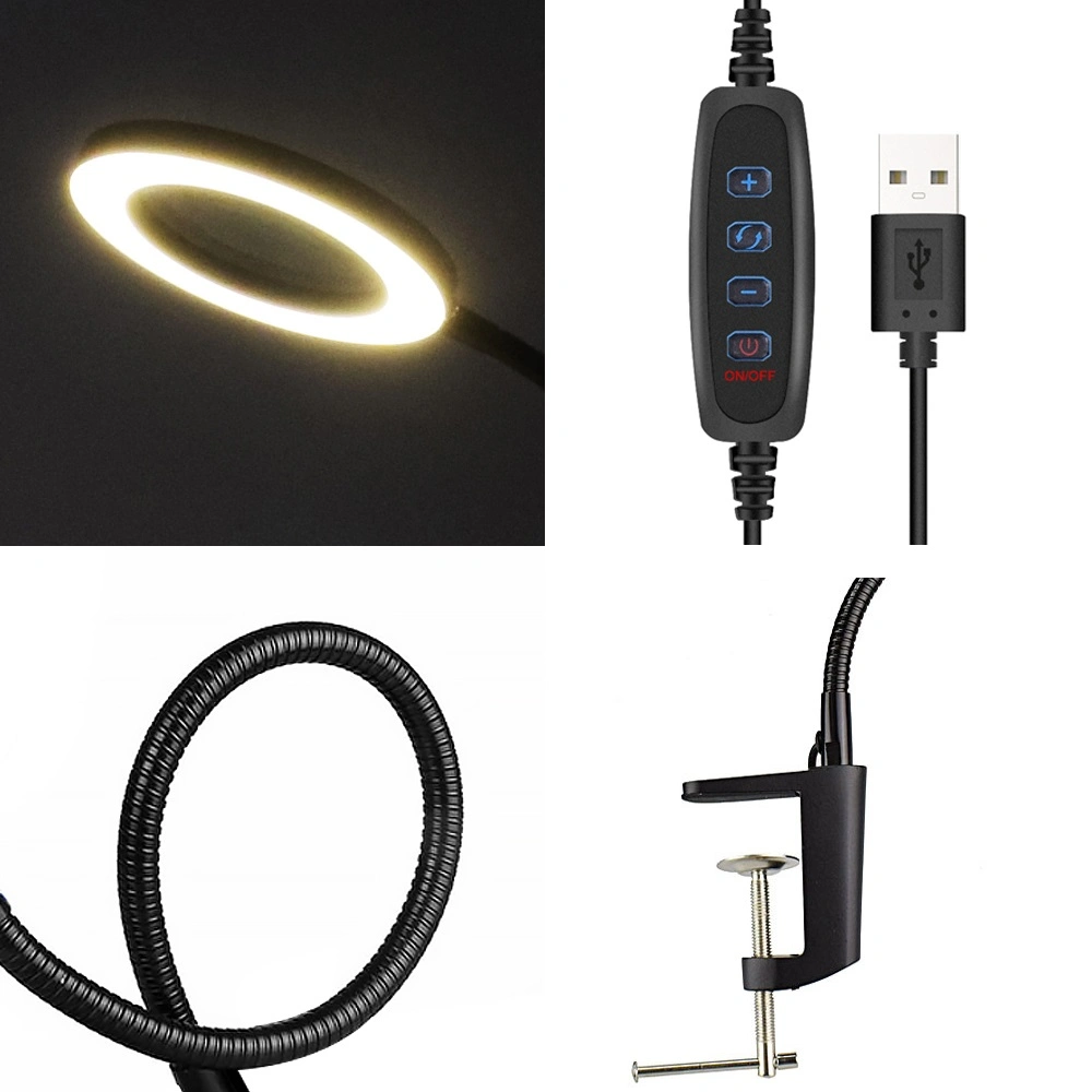 Flexible Desktop Magnifying Lamp USB Table Magnifier Lamp LED Light Inspection Light