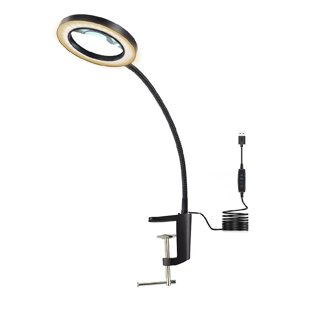 Flexible Desktop Magnifying Lamp USB Table Magnifier Lamp LED Light Inspection Light