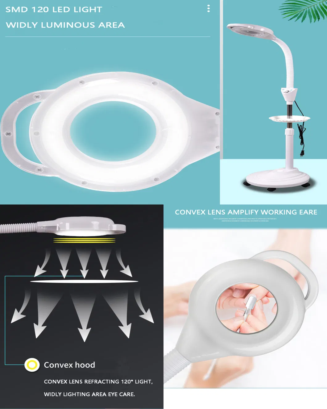 Beauty Salon LED Light 8X Magnifying Lamp for Inspection Eyelash Extension LED Magnifier Lamp