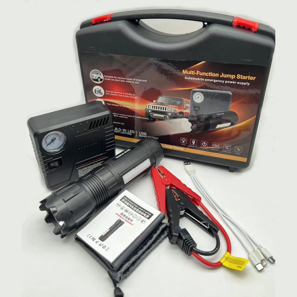 12V 300A-600A Car Jump Starter with LED Flashlight and Power Bank