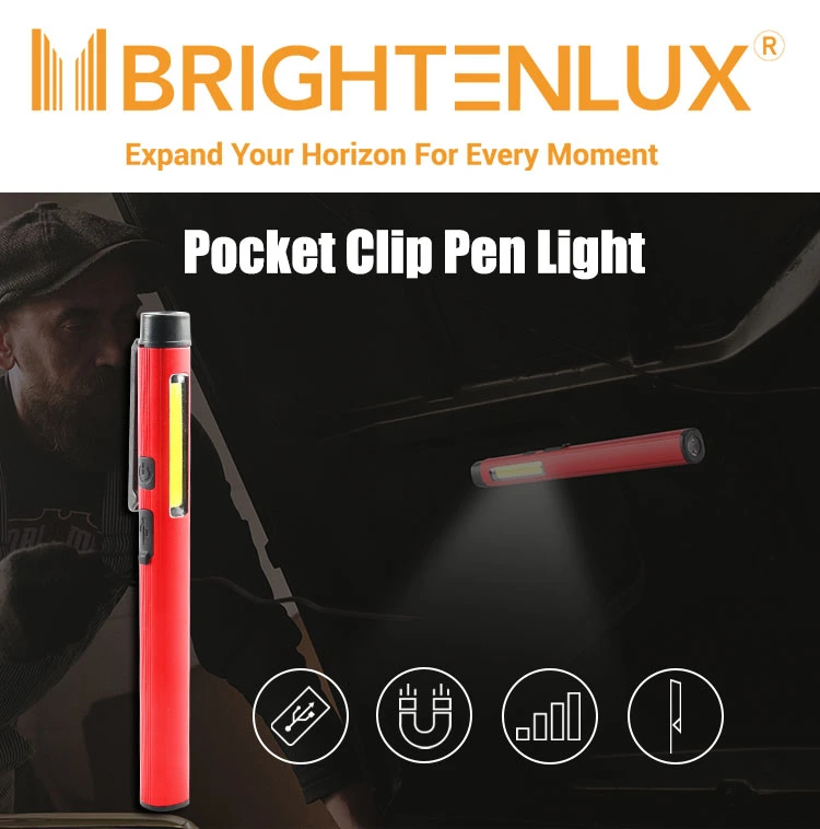 Brightenlux ABS COB Small Flashhlight Pen Lamp, 3AAA Battery LED Locking Bottom LED Hand Held Work Light Torch