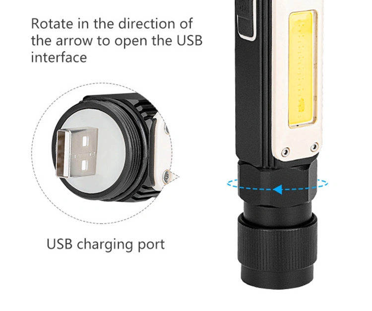 High Power Car Inspection Spot Torch Working Lamp with Rotating Head Emergency Rechargeable LED Work Flood Lighting Camping COB LED Work Light