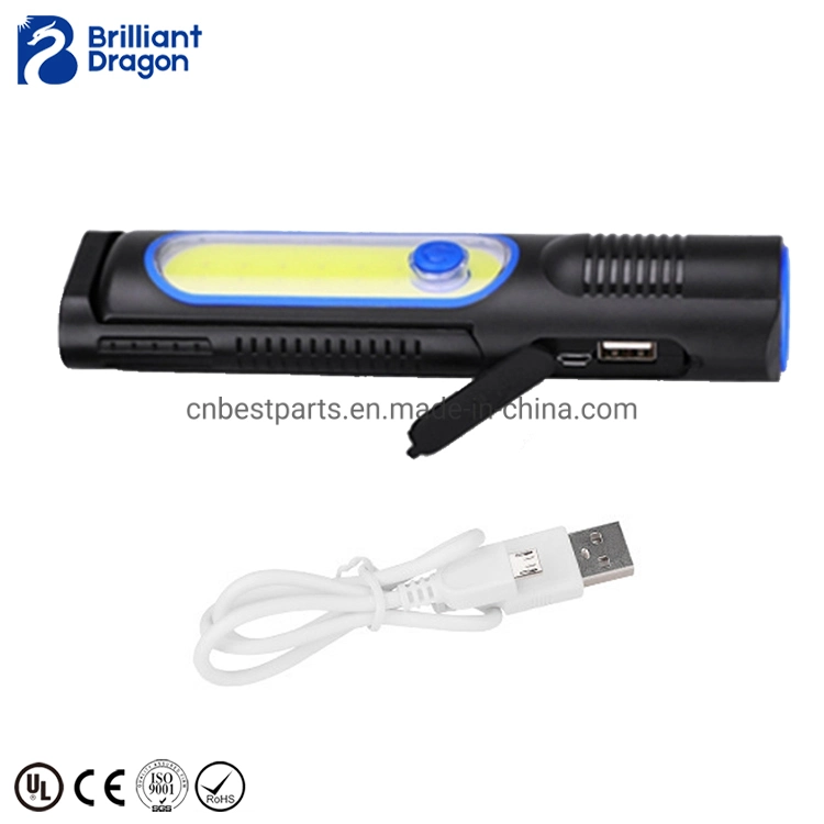 Portable LED Flashlight Car Inspection Work Lamp Emergency Portable Rechargeable LED COB Handheld Torch Work Light