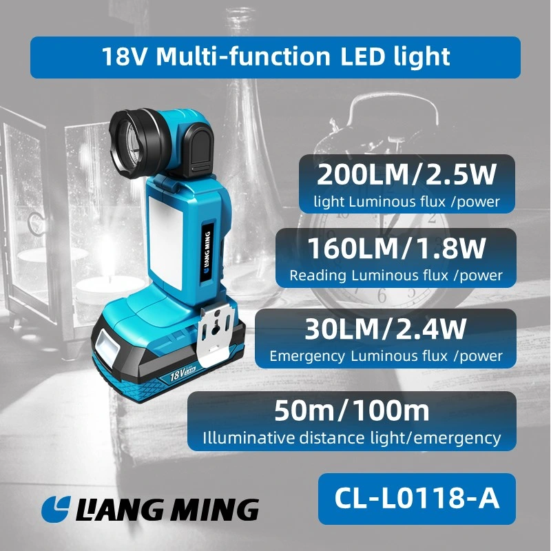 18V/20V Lithium Cordless Range Work Light Multi-Function Emergency Light LED Torch Portable