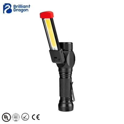 High Quality Rotating Head Warning Red Flashing Lighting Portable Working Inspection Lamp Mini LED Spotlight Rechargeable Camping Emergency COB LED Work Light