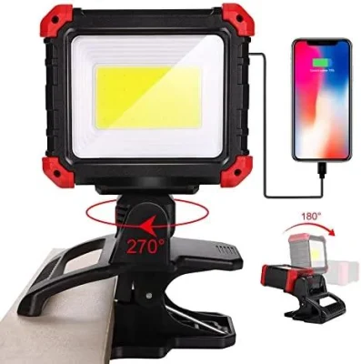 1000lm COB Mechanic Recharging Work Light for Car Repair BBQ with Clamp