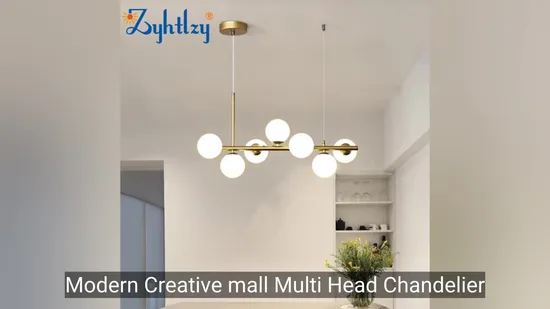Modern Creative Mall Multi Head Chandelier Minimalist Restaurant Glass Ball Pendant Light Zy