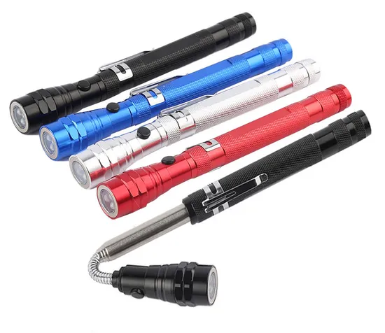 3LED Portable Extend Flashlight Telescopic Torch with Strong Magnet Pick up Tool Light Work Light 