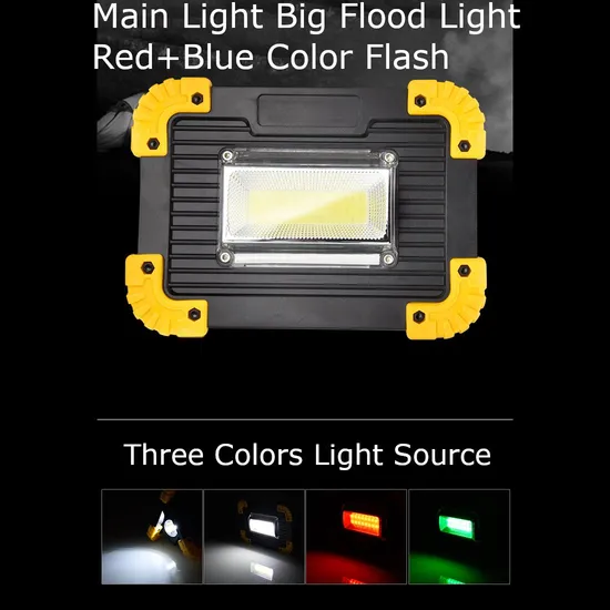 Three Colors COB Big Flood Beam LED Work Camping Outdoor Light Lamp 