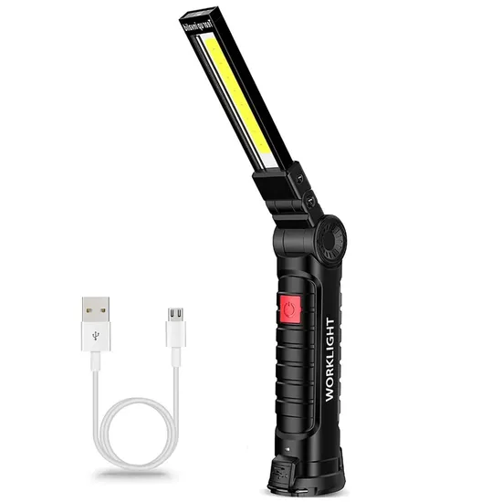LED Work Lights USB Rechargeable COB Light Magnetic Base 360 Degree Rotate 5 Modes Folding Flashlight Inspection Mechanic Light 